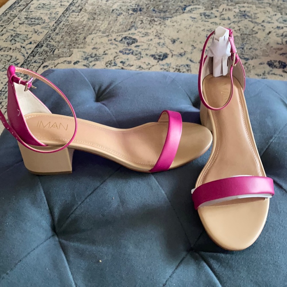 Berry and nude block heel